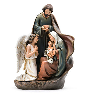 Praying Angel with Holy Family Nativity